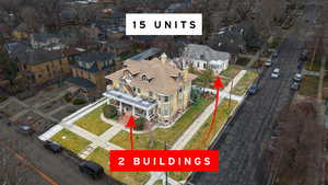 Aerial perspective of suburban area