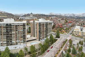 Bird's eye view of a mountain backdrop