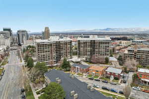 City view with mountains