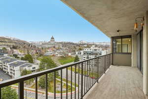 Balcony with a mountain view