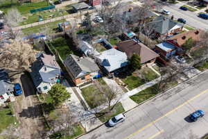 Aerial perspective of suburban area