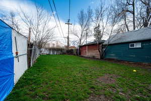 View of fenced backyard