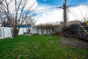 View of fenced backyard