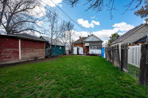 View of fenced backyard