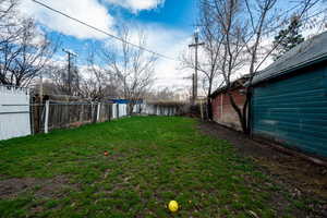 View of fenced backyard