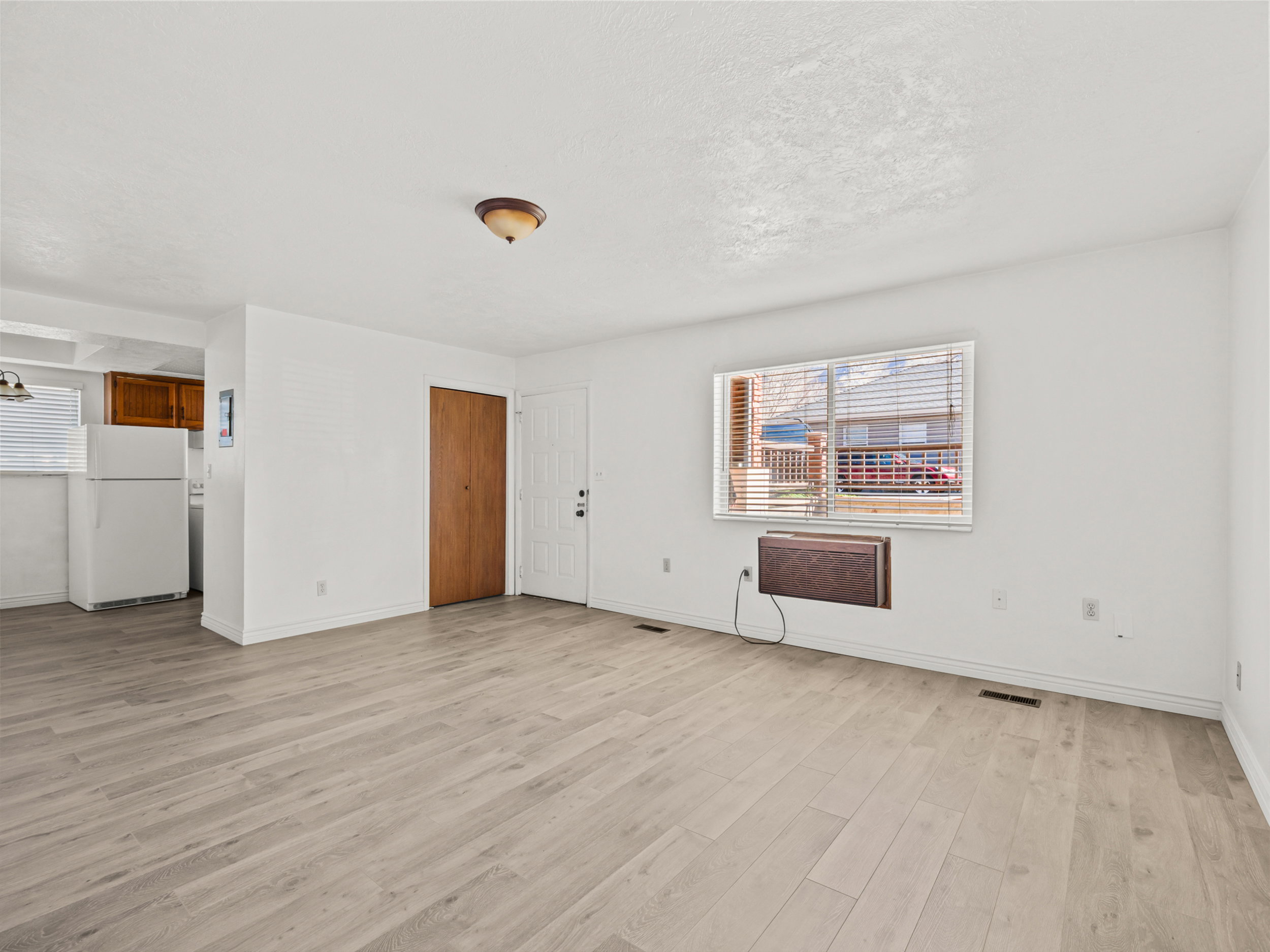 Unfurnished living room featuring light wood-type flooring and plenty of natural light