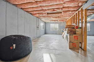 View of unfinished below grade area