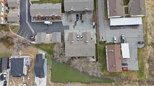 Aerial perspective of suburban area