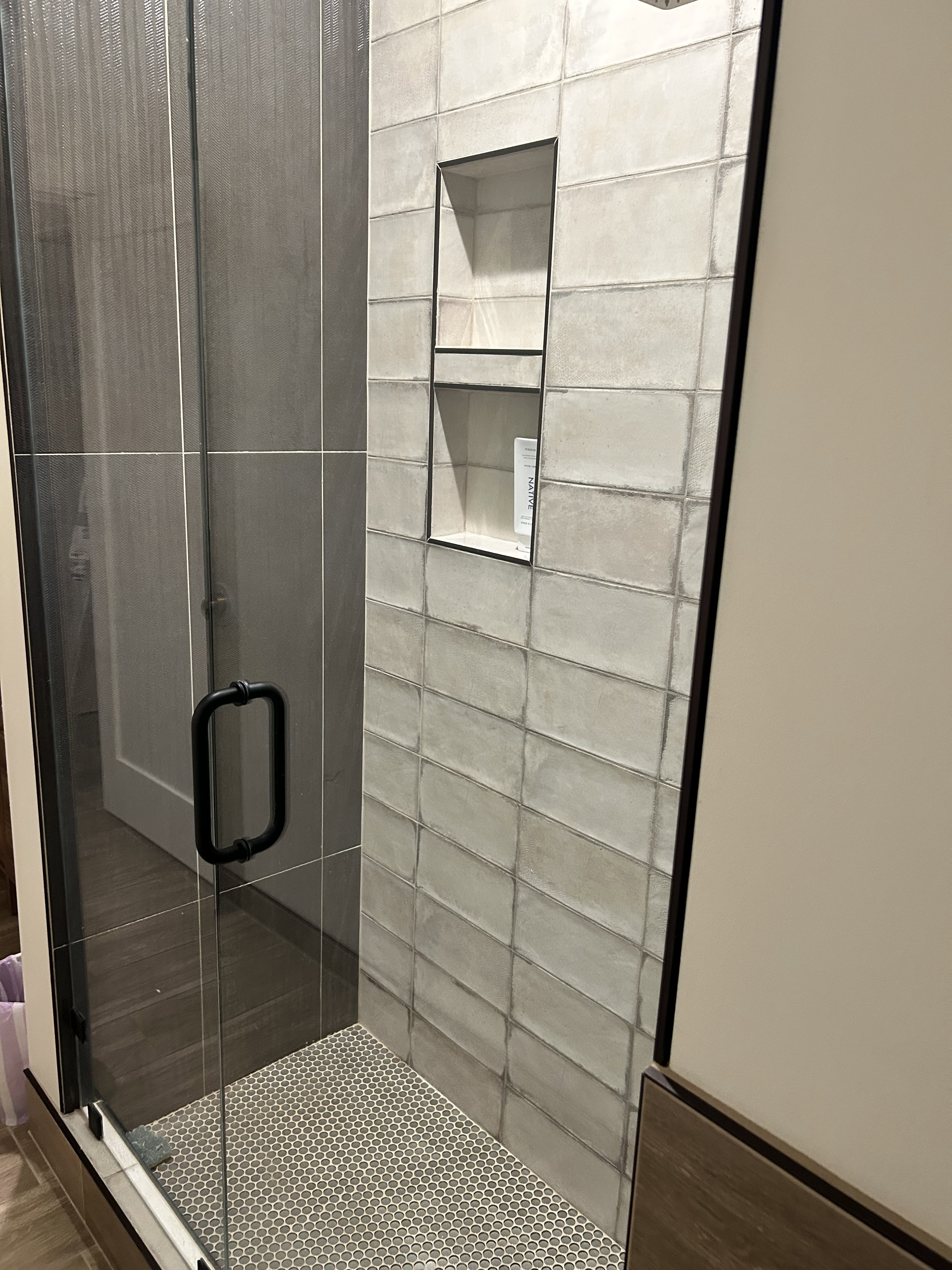 Bathroom with a stall shower