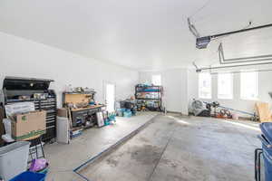 Garage featuring a garage door opener