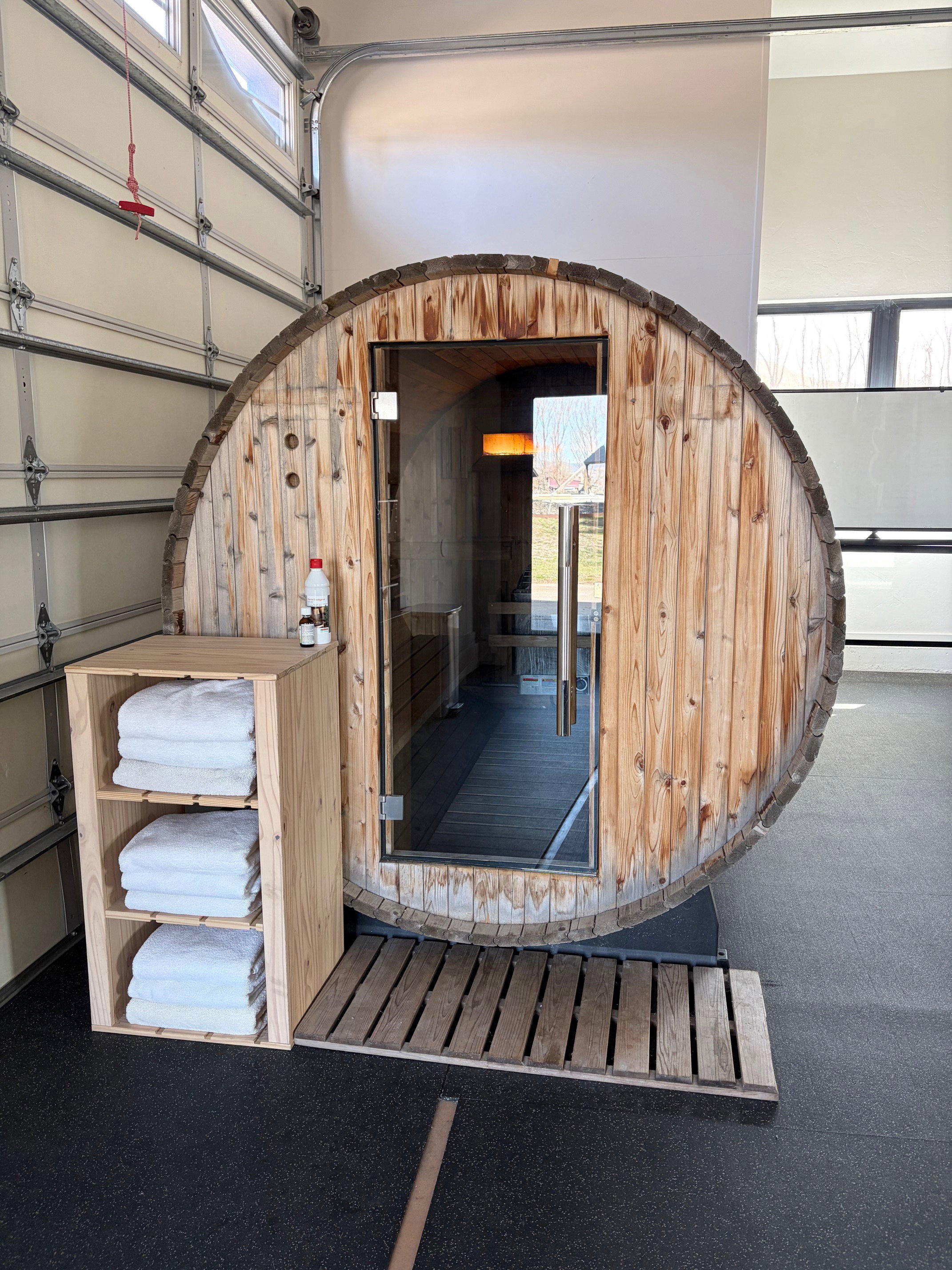 Garage with a sauna