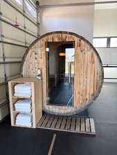Garage with a sauna