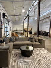 Community lobby with a high ceiling