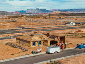View from above of property featuring a mountain backdrop