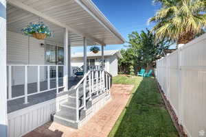 View of fenced backyard
