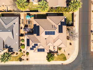 Drone / aerial view of a pool