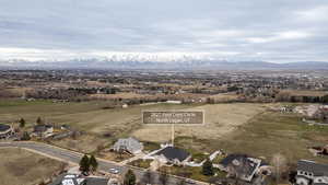 Aerial view of residential area with a mountainous background