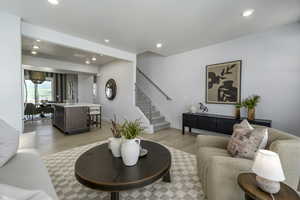 A light-filled living space designed for relaxing after a day of mountain adventure.