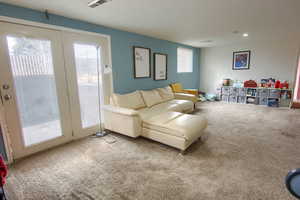 View of carpeted living area
