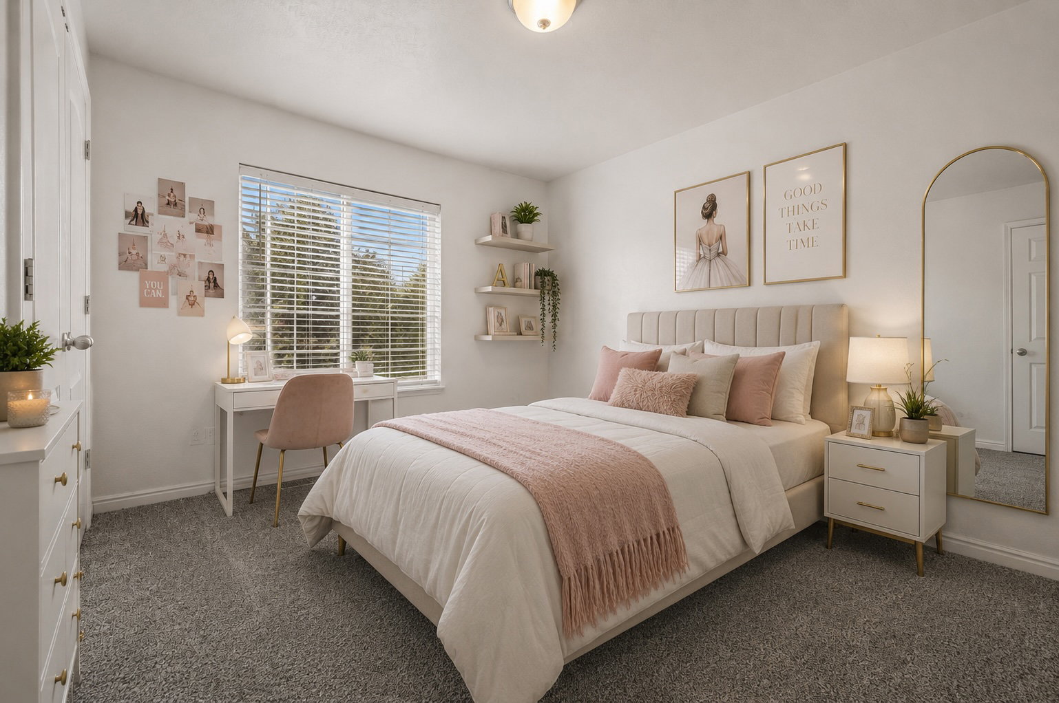 Upstairs bedroom virtually staged.