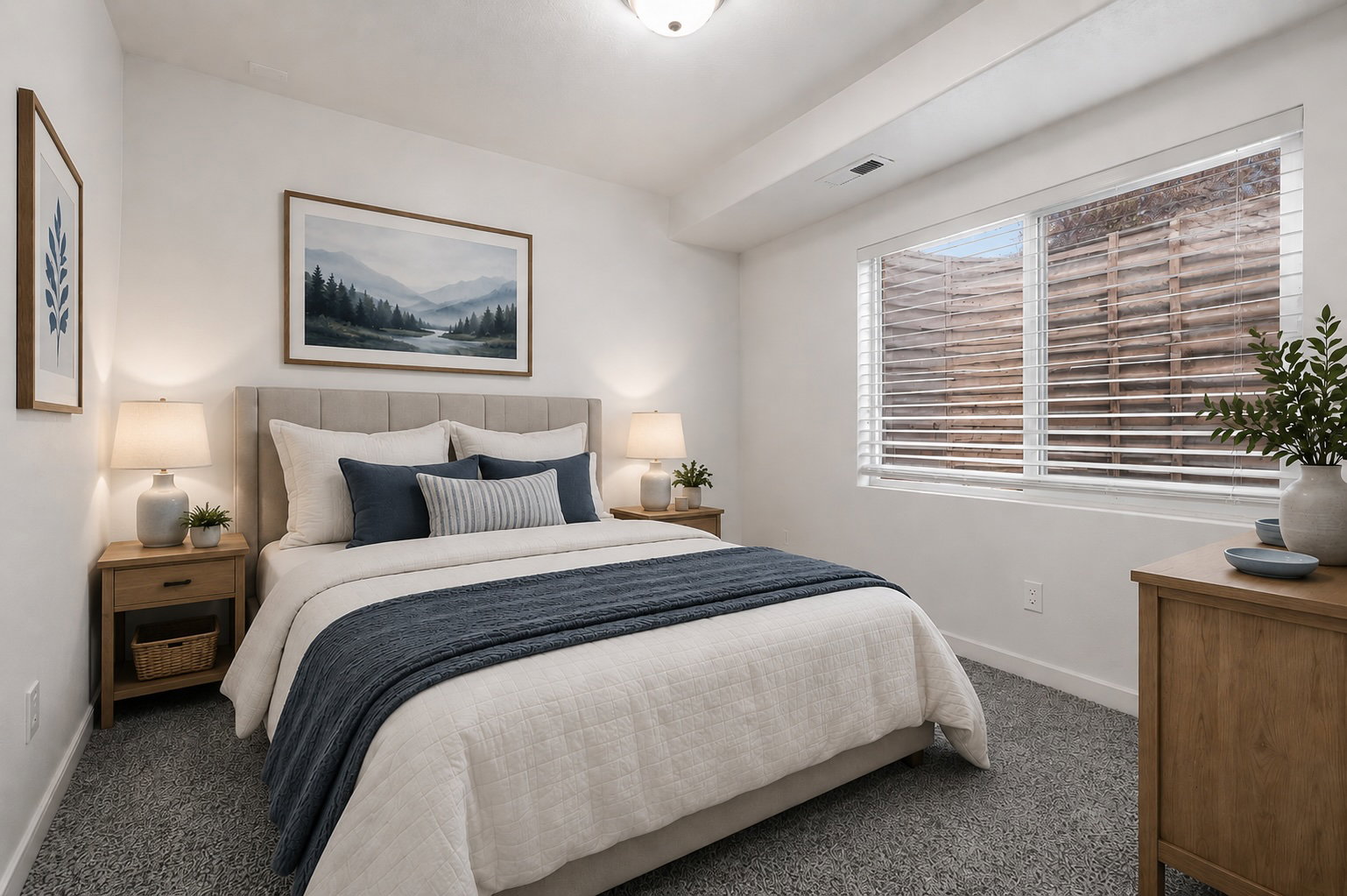 Basement Bedroom virtually staged.