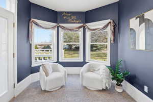 Primary Suite featuring carpet floors