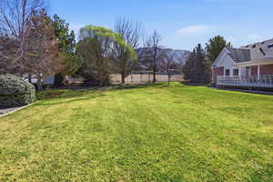 View of yard with a mountain view