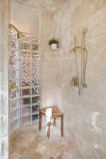 Primary Suite Bathroom featuring a walk in shower
