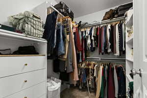 Walk in closet featuring carpet floors
