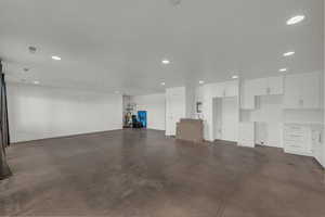 Garage with recessed lighting