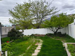 View of fenced backyard