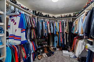 Walk in closet with carpet