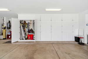 Garage featuring secured water heater