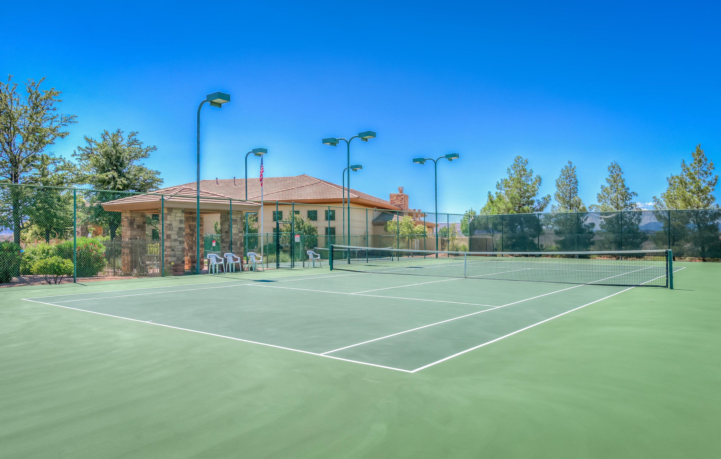 View of tennis court