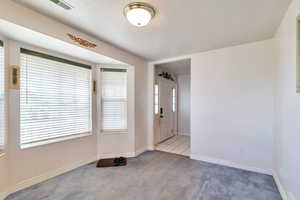 Spare room featuring plenty of natural light and light carpet