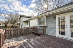 Wooden deck with french doors