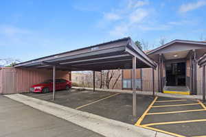 View of covered parking lot