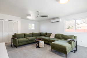 Living room with a mini split for heating / cooling