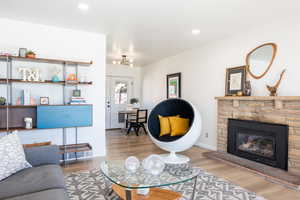 Living room with fireplace