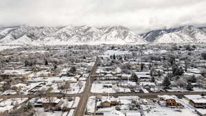 View of mountain background with nearby suburban area