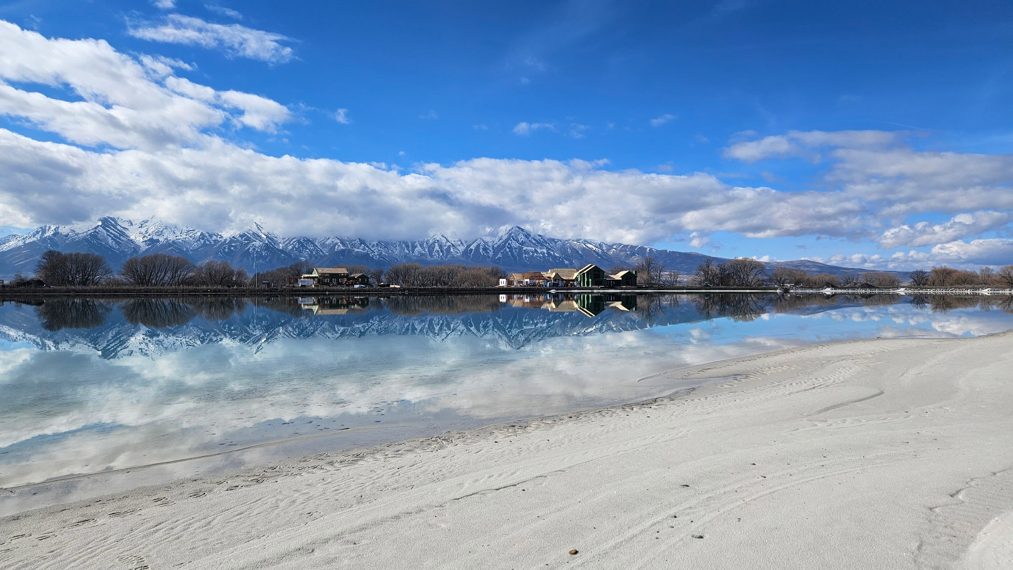 Water view with a mountainous background