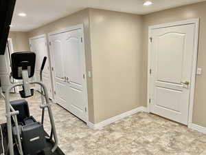 Lower Level Workout room and Storage Areas