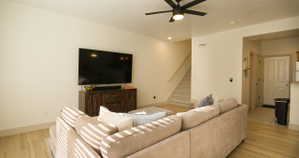 Family room with new vinyl floors