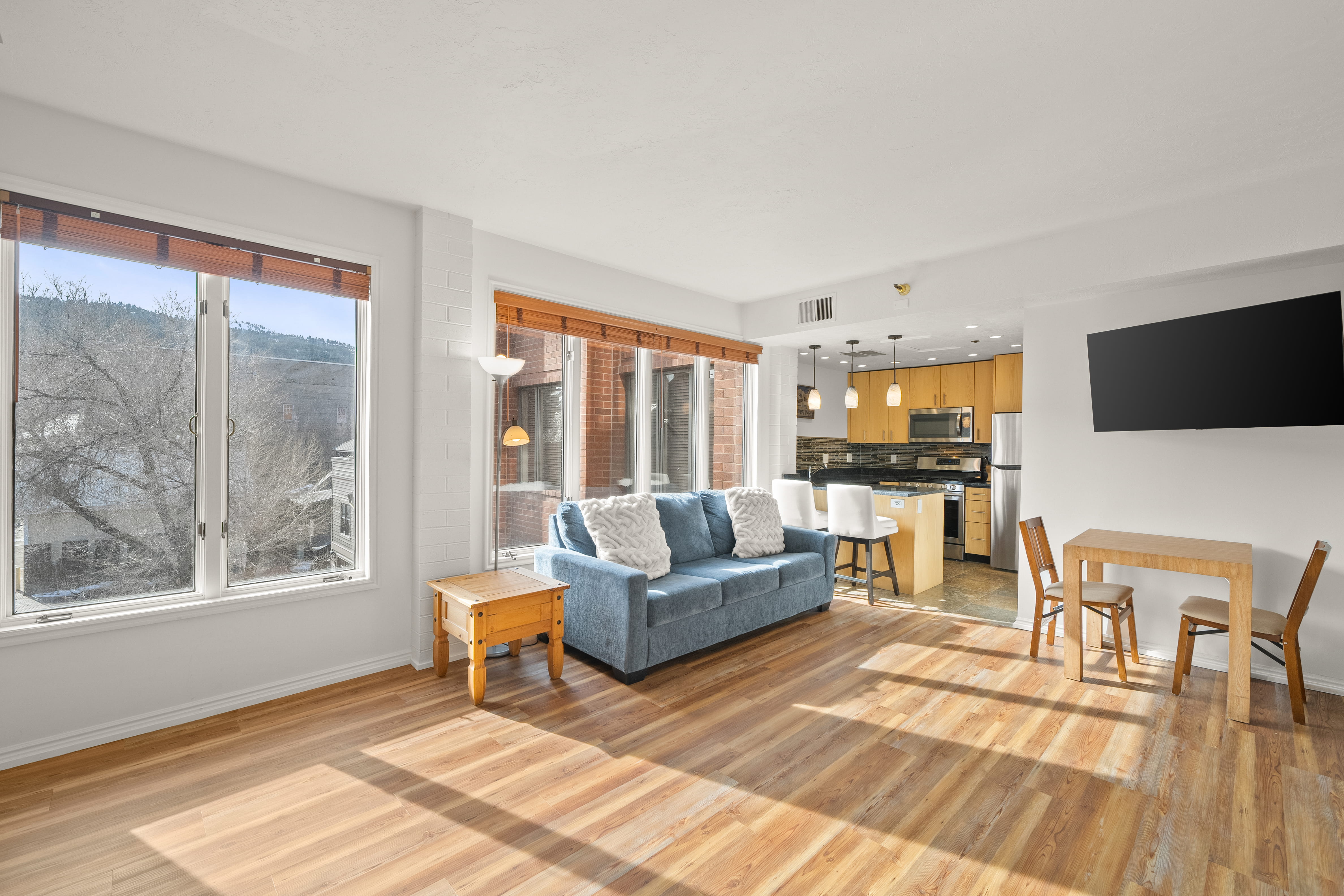 Living room featuring light wood-style floors