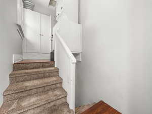 View of stairway from side door
