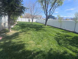 View of fenced backyard