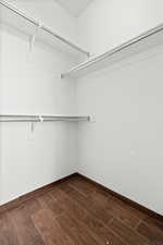 Walk in closet featuring wood tiled floors