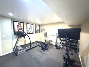 Basement bonus room set up as an exercise room