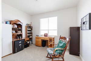 Office space with light carpet