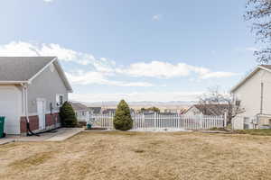 View of yard with a mountain view